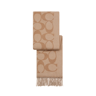 蔻驰秋冬羊毛围巾流苏老花印花情侣款 COACH 保证 保暖披肩 正品