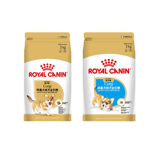 皇家狗粮柯基狗粮幼成犬粮中型犬柯基法斗专用品种粮3/7KG多规格