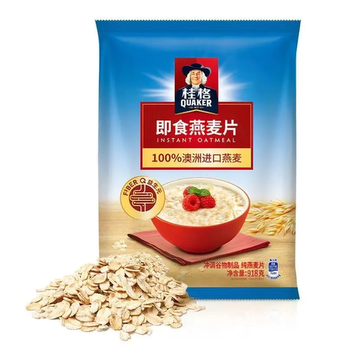 桂格快煮燕麦片儿童谷物原味早餐冲饮纯麦片健康营养代餐袋装918g
