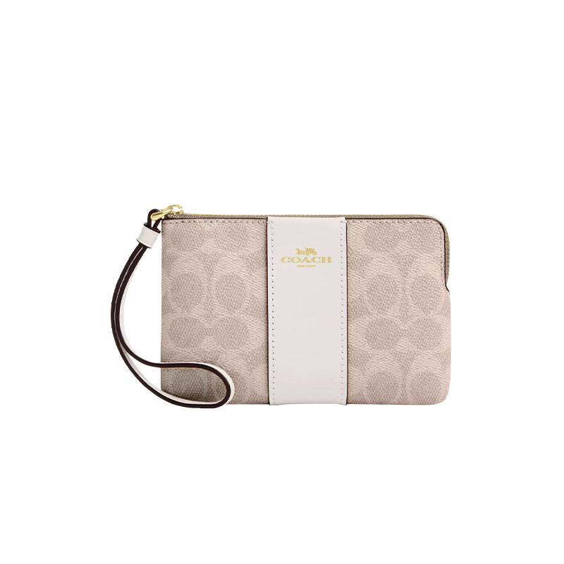 【正品保证】COACH/蔻驰女士新款钱包拼色手腕包迷你零钱卡包