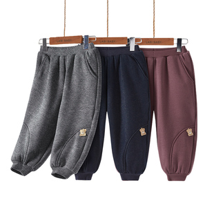 束脚子长裤 外出加绒卫裤 不倒绒保暖男女童秋冬新款 拉比儿童束口裤