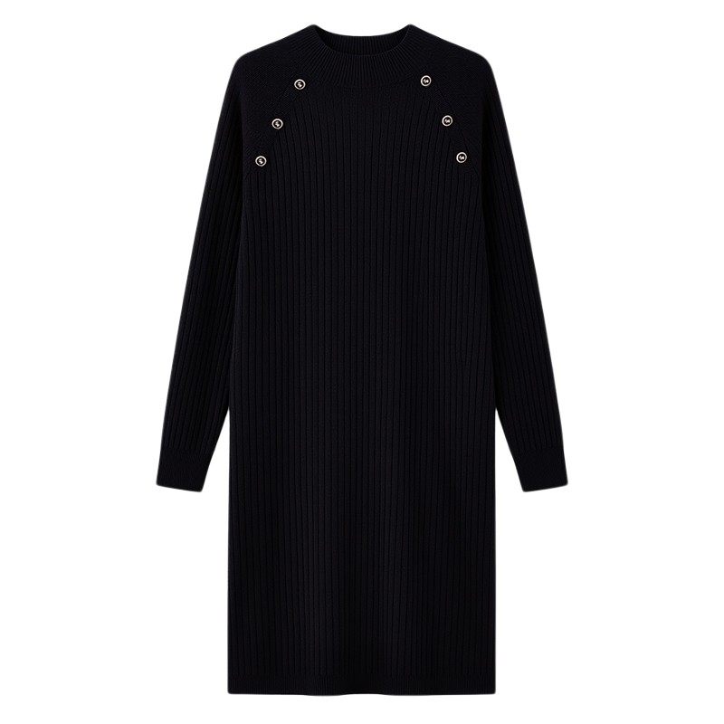 秋水伊人半高领针织连衣裙2026年春季新款女装长款圆领套头针织裙,女装/女士精品,连衣裙,淘宝优惠券,粉丝福利购,淘宝优惠卷