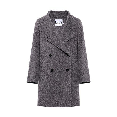 LILY格雷系半高领女装毛呢大衣