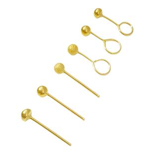 3mm黄金耳钉女999足金耳饰小金豆豆养耳棒耳针送女友生日礼物简约