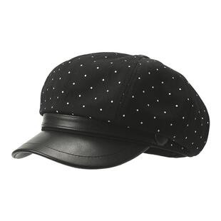 畹町韩系满印波点八角帽女士时尚拼接帽檐报童帽甜酷少女画家帽子