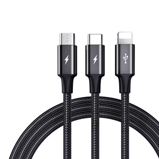 接口平板手环蓝牙耳机一拖三快充数据线 品胜充电线三合一车载carplay适用苹果华为小米红米手机安卓老式