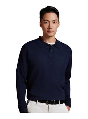 【混纺毛衣】BOSS博斯 男士刺绣徽标羊毛混纺Polo领针织毛衣