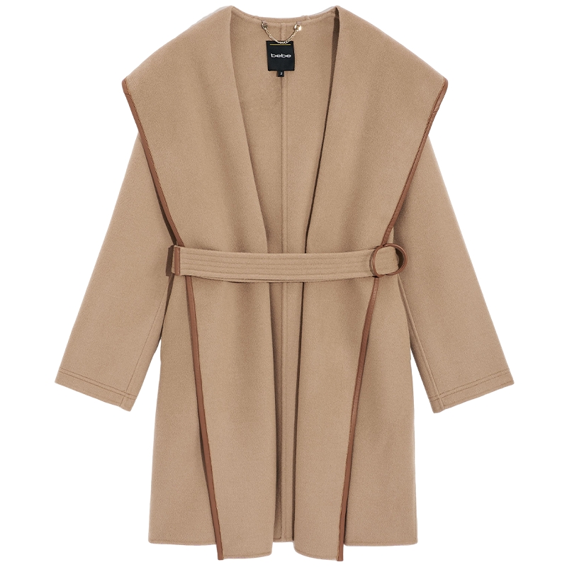 bebe冬季新款连帽双面呢大衣