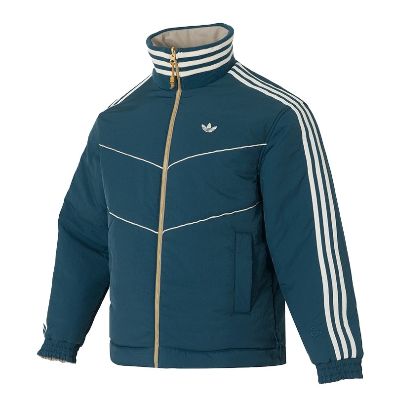 阿迪达斯三叶草男装2026春季新款JKT PAD 保暖双面穿运动棉服外套