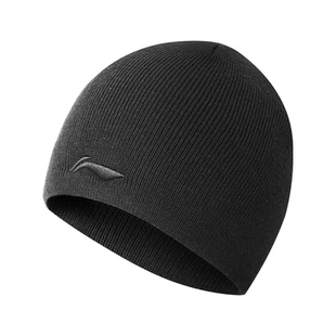李宁帽子男冬季 针织帽户外骑行跑步抓绒帽防风防寒保暖毛线帽 新款