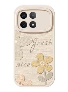 油画花朵适用红米k80手机壳k70pro/k60至尊版新款redmik40s/k30pro/k50春夏k40游戏增强版可爱k30高级小羊皮