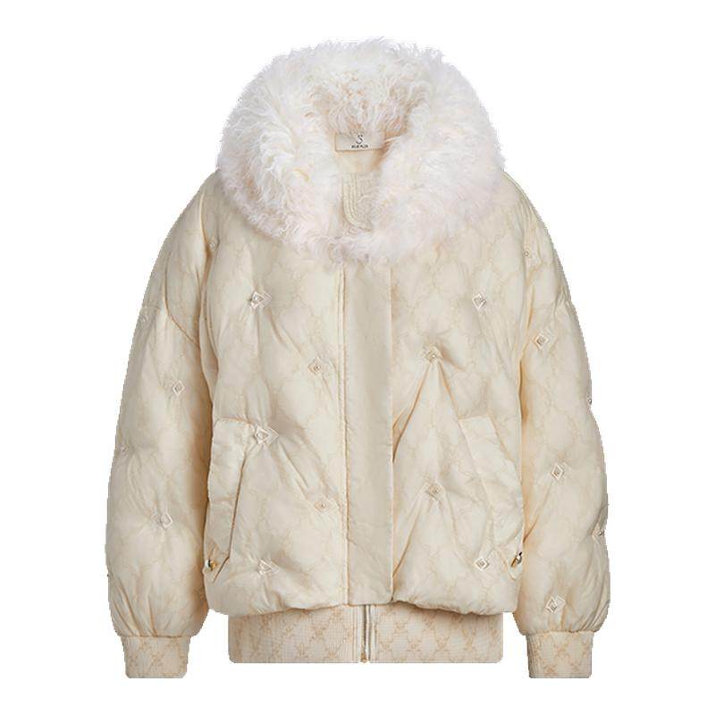 FIVE PLUS羊毛皮大毛领奢华手工钉珠刺绣羽绒服外套2025新款女冬,女装/女士精品,羽绒服,淘宝优惠券,粉丝福利购,淘宝优惠卷