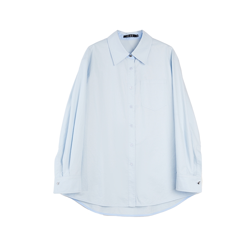 ELLE法式纯棉翻领简约衬衫