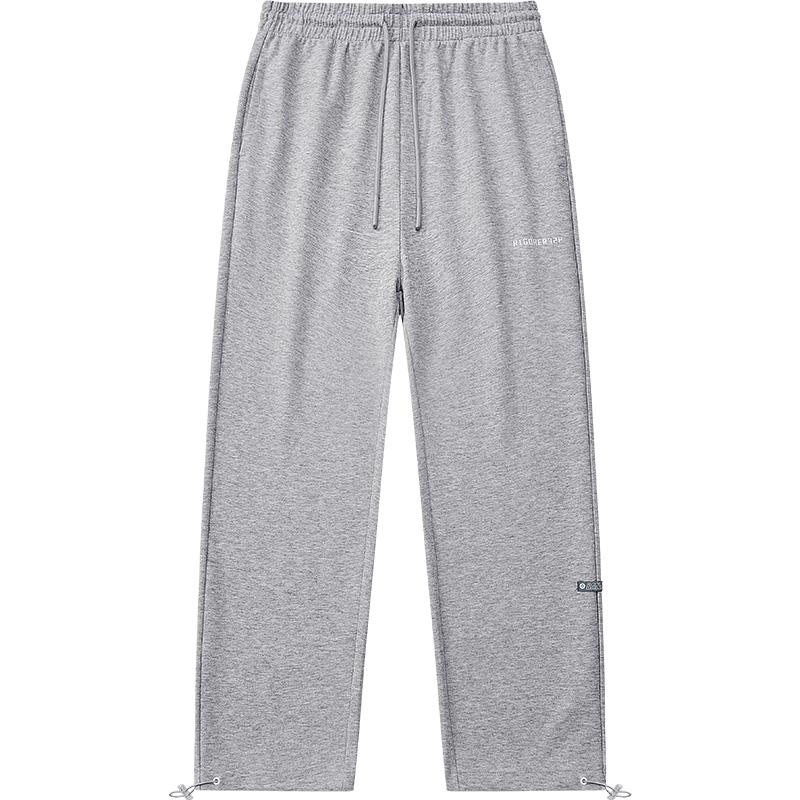 准者运动长裤男士秋冬加绒篮球休闲束脚裤子宽松直筒灰色针织卫裤