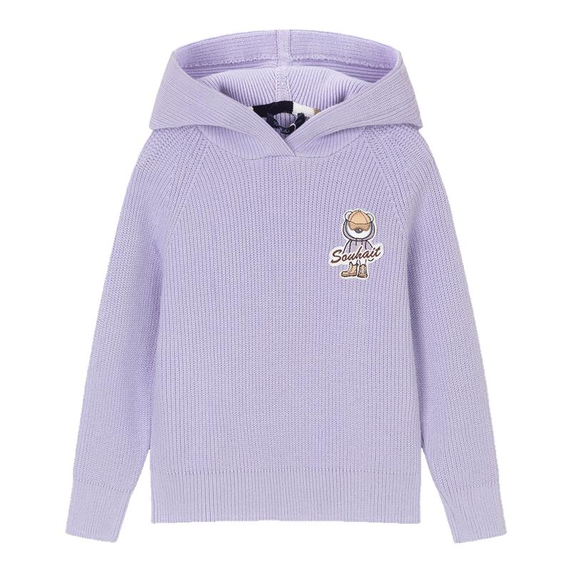 水孩儿女童毛衣套头连帽针织衫