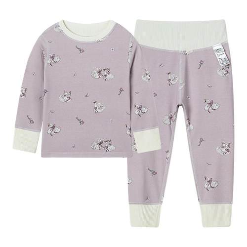 嫚熙羊毛超暖皮儿童保暖内衣套装男女宝宝家居服秋冬睡衣秋衣秋裤