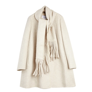 【标记暖意】ELLE羊驼毛长款双面呢大衣女25冬新款气质毛呢外套