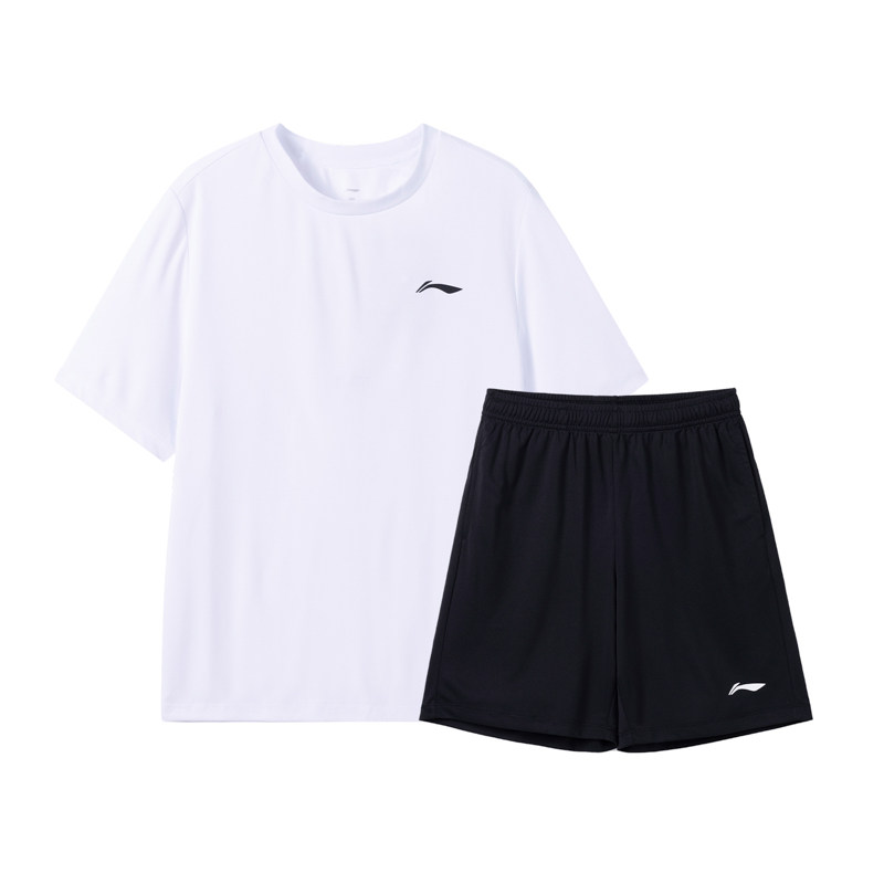 李宁女童短袖短裤2026夏季新款儿童速干套装透气青少年运动两件套
