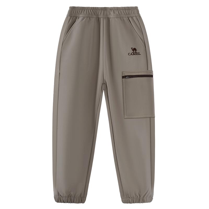 骆驼儿童冲锋裤保暖加厚2025新款户外防泼水软壳裤运动男童长裤子