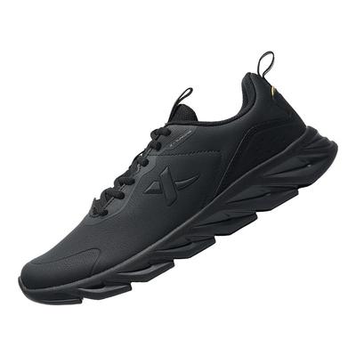 特步男子皮面防波水跑步鞋