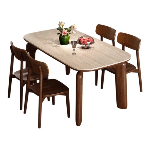 中古风实木餐桌椅组合