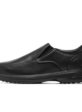 斯凯奇男鞋秋冬新款商务鞋软底轻便休闲鞋一脚蹬穿脱男士通勤鞋子