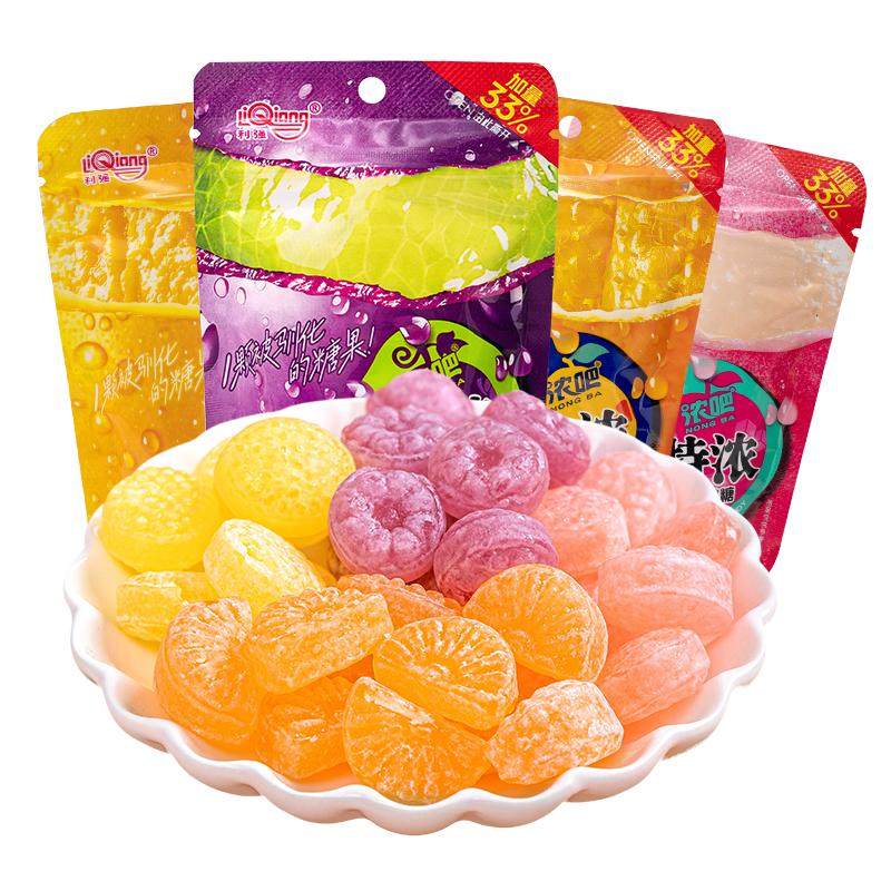利强网红糖橘子芒果味水果糖厚芒糖橘瓣糖特浓3D造型果汁硬糖零食