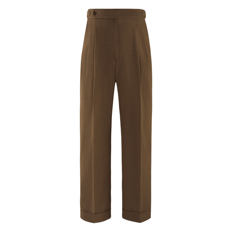 【绅士盔甲 强捻面料】CULTUM春夏老钱大地色亚麻混纺透气西裤男