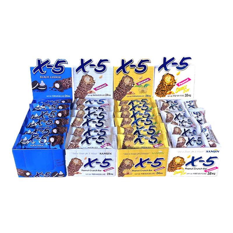 X5韩国进口零食 三进X-5夹心巧克力棒补充能量24支装（代可可脂）