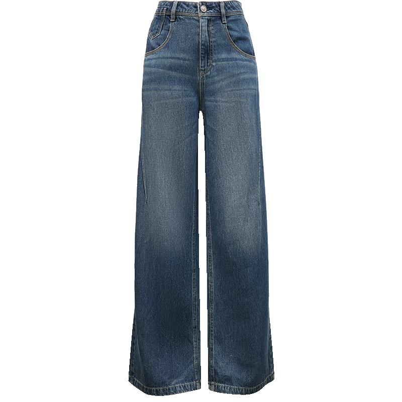 解构分割线 时尚直筒老爹裤 后腰提臀约克