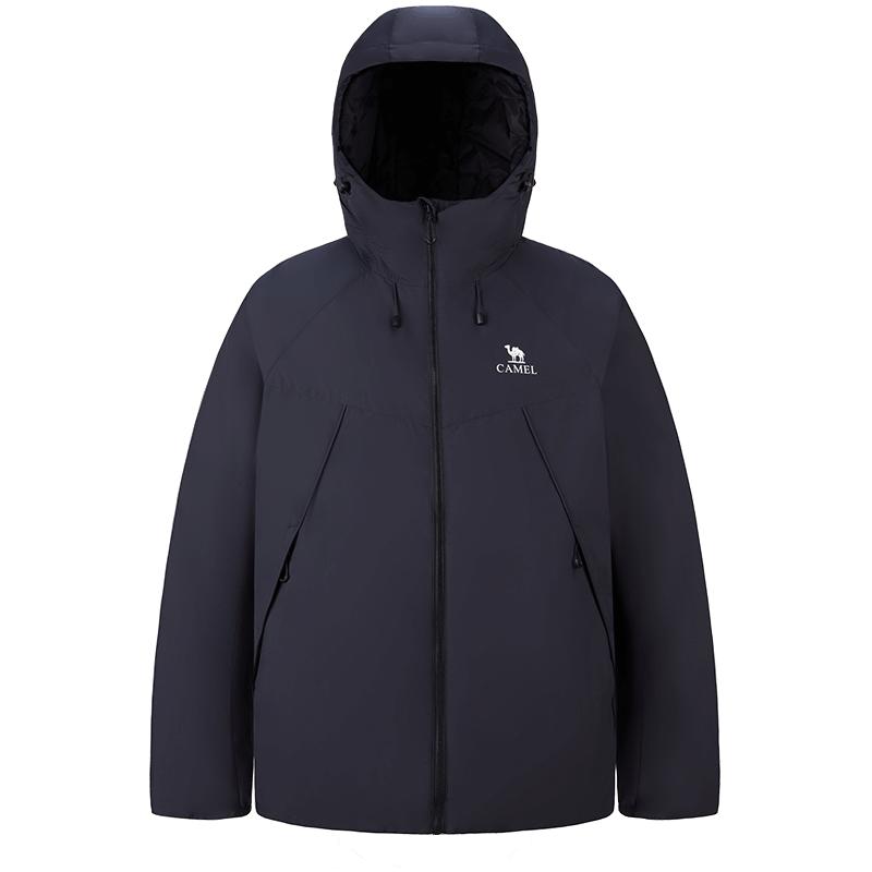 骆驼女装金标P棉服2025秋冬新款黑色连帽抗湿冷户外防风运动外套