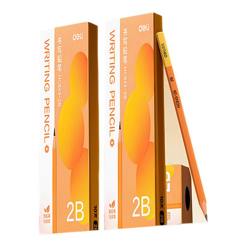 得力小学生专用无铅毒防啃咬书写字铅笔HB考试涂卡笔幼儿园儿童2B