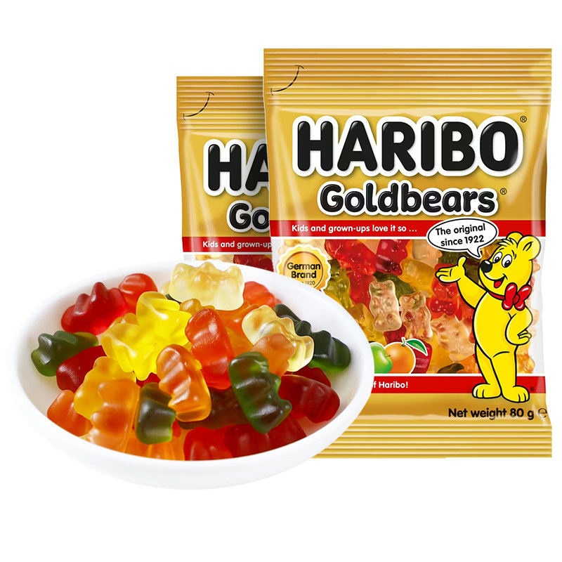 Haribo哈瑞宝金熊橡皮糖小熊软糖果汁qq糖喜糖儿童零食品土耳其产