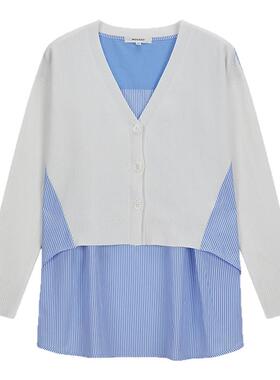 MOUSSY 春季新品休闲风前后不对称拼接针织开衫028ISA70-2531