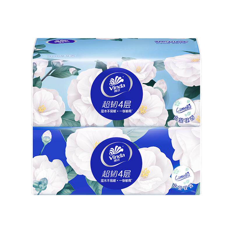 维达超韧抽纸山茶花香纸巾家用实惠装餐巾纸卫生纸四层加厚面巾纸