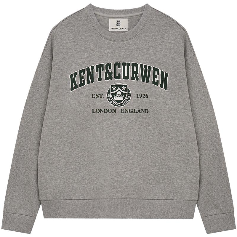 KENT&CURWEN/肯迪文2025年秋冬新品男士纯棉运动学院圆领加绒卫衣