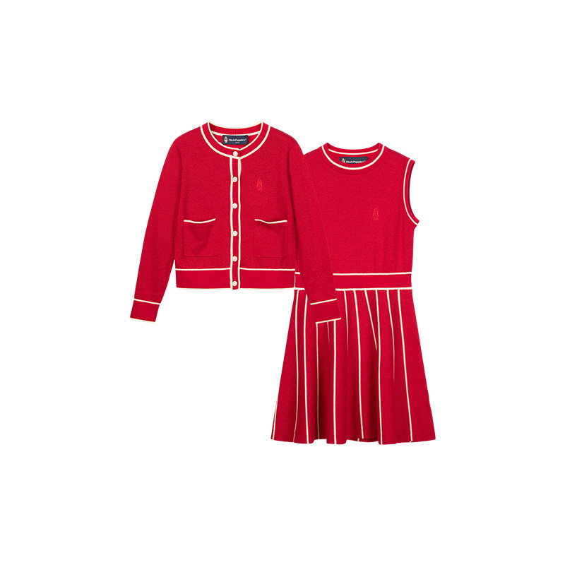 暇步士童装女童套装25冬新品中大童学院风喜庆线衣儿童新年马甲裙,童装/婴儿装/亲子装,套装,淘宝优惠券,粉丝福利购,淘宝优惠卷