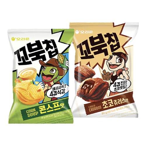 韩国进口好丽友乌龟酥玉米浓汤膨化浪里个浪巧克力味休闲零食64g