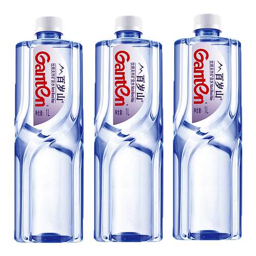 Ganten百岁山天然矿泉水1L*3瓶商务会议车载小瓶装批发饮用水1升