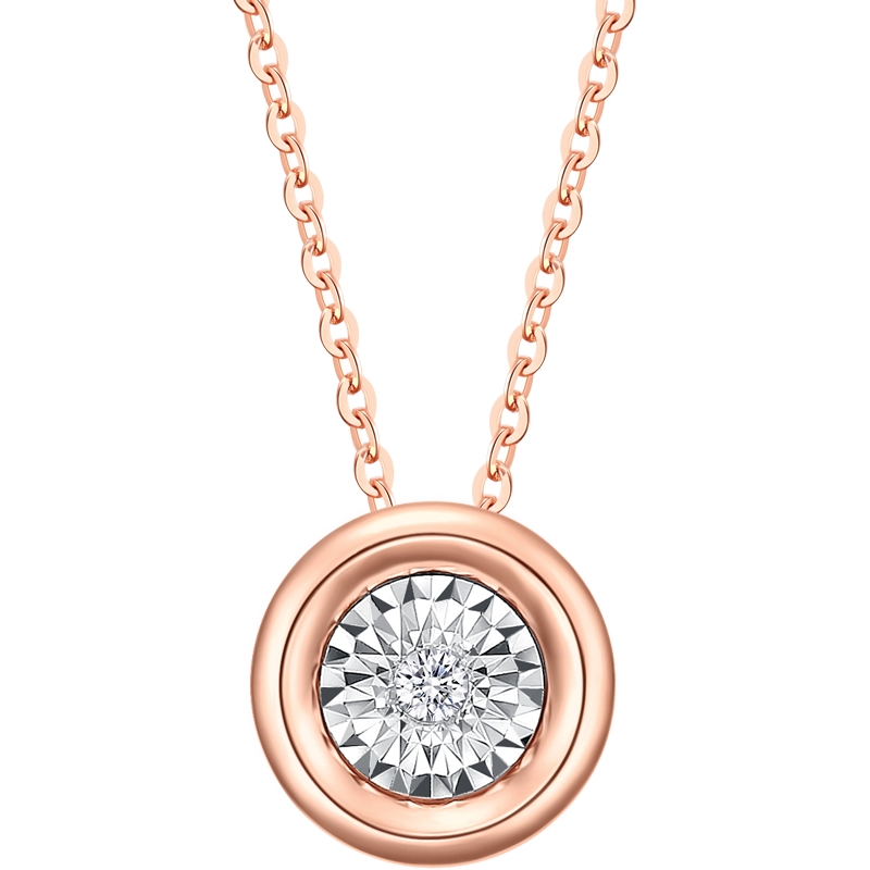 潮宏基至简18K金钻石项链玫瑰金钻石套链颈饰生日礼物送女友