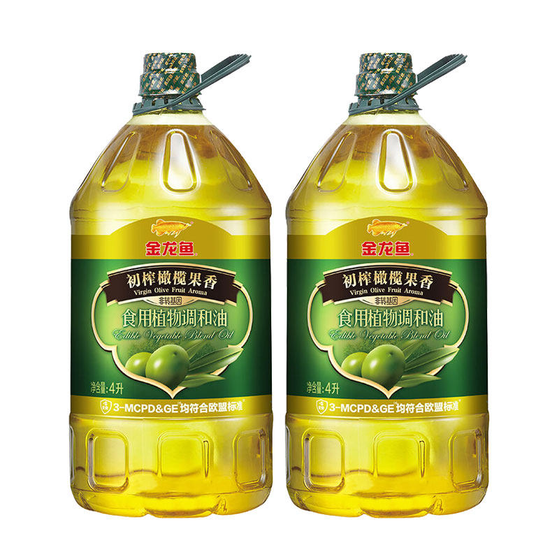 金龙鱼橄榄食用调和油4L*2桶装非转基因家食用油含特级初榨橄榄油