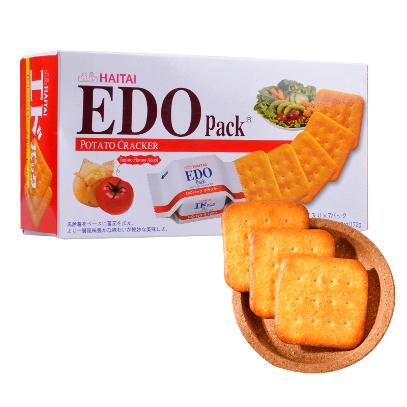 韩国进口EDO pack饼干172g原味番茄薯仔咸味薄脆苏打饼干办公零食