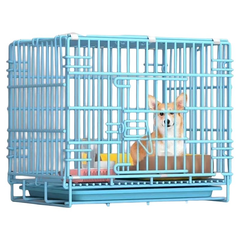 狗笼子加粗加厚加固折叠免安装狗笼子中型犬带天窗前出托盘耐用