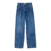 末6折SANDRO2025秋冬新款 女装 法式 季 棉质牛仔蓝高腰条纹牛仔裤