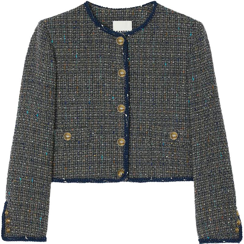 SANDRO法式粗花呢格纹短款外套