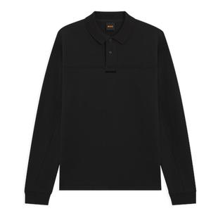 BOSS博斯 男士 25年冬款 Polo POLO衫 徽标细节棉质混纺 衫 长袖
