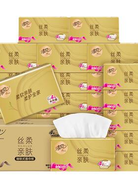 清风纸巾丝柔金装400张24包S码加厚抽纸整箱实惠装餐巾纸卫生纸抽