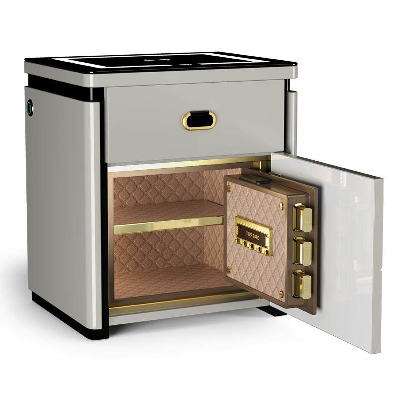 虎牌床头柜保险箱一体家用小保险柜2026新款办公室小型防盗存钱密码柜家庭用智能对话远程报警指纹锁首饰盒柜