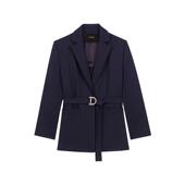 末6折Maje金晨同款 2025秋冬女装 法式 季 气质黑色收腰系带西装 外套