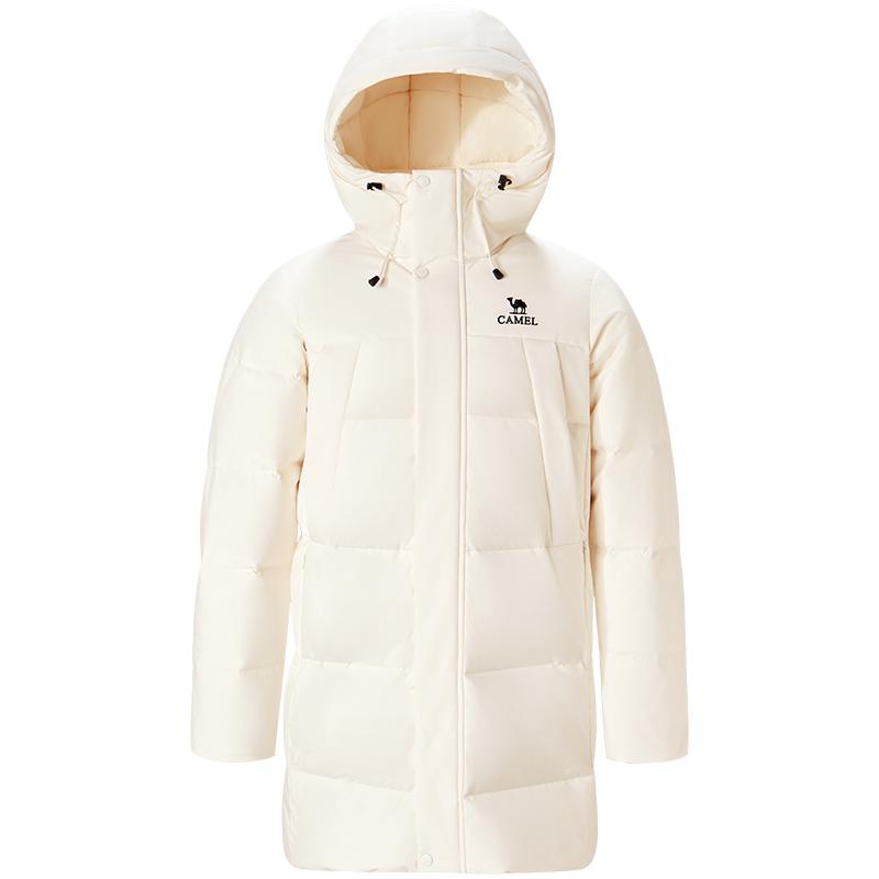 骆驼女装中长款羽绒服白色2025冬季新款极寒保暖户外三防加厚外套
